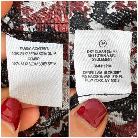 DEREK LAM 10 CROSBY • Silk Bell Sleeve Button Detail Mini Dress in Ink Multi - Picture 12 of 13